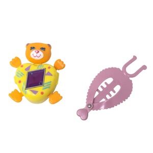 Vintage Galoob Sweet Secrets Jazzy Bear Heart Yellow Locket Pink Hairclip 1986